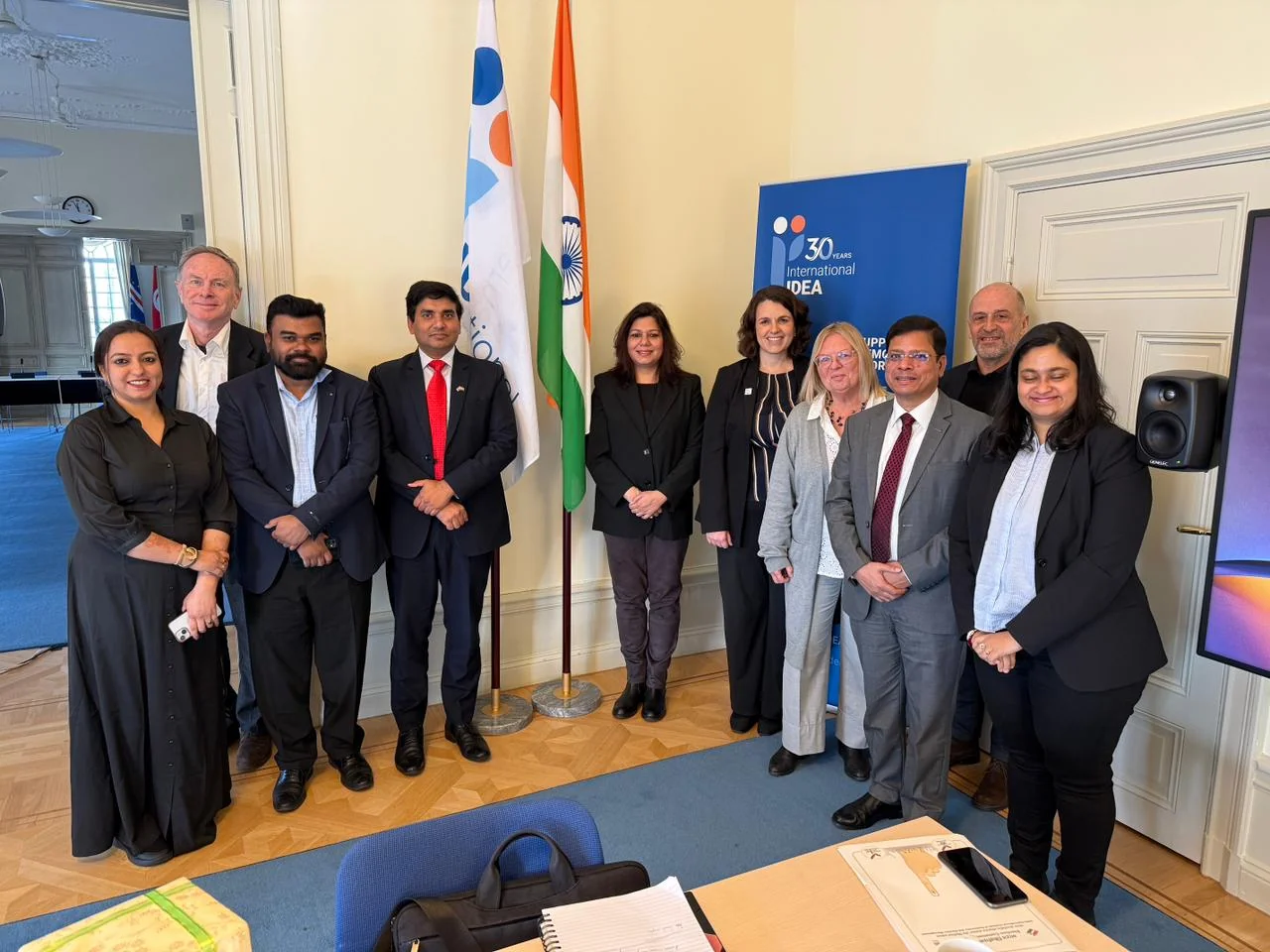 Shubhra Saxena with a delegation at an international democracy institution